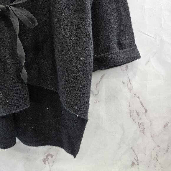 Anthropologie Sweater Womens Large Black Wool Cardigan Vallon Cuffed Ribbon Long - Picture 4 of 16